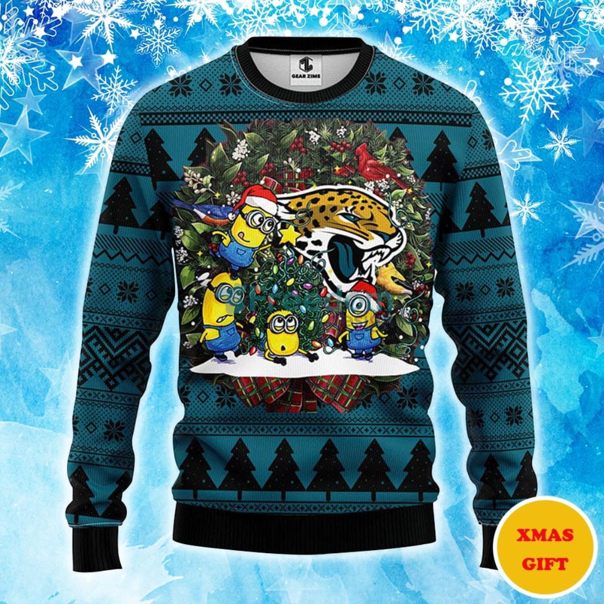 Jacksonville Jaguars Minion Christmas AOP Sweater Product Photo 1