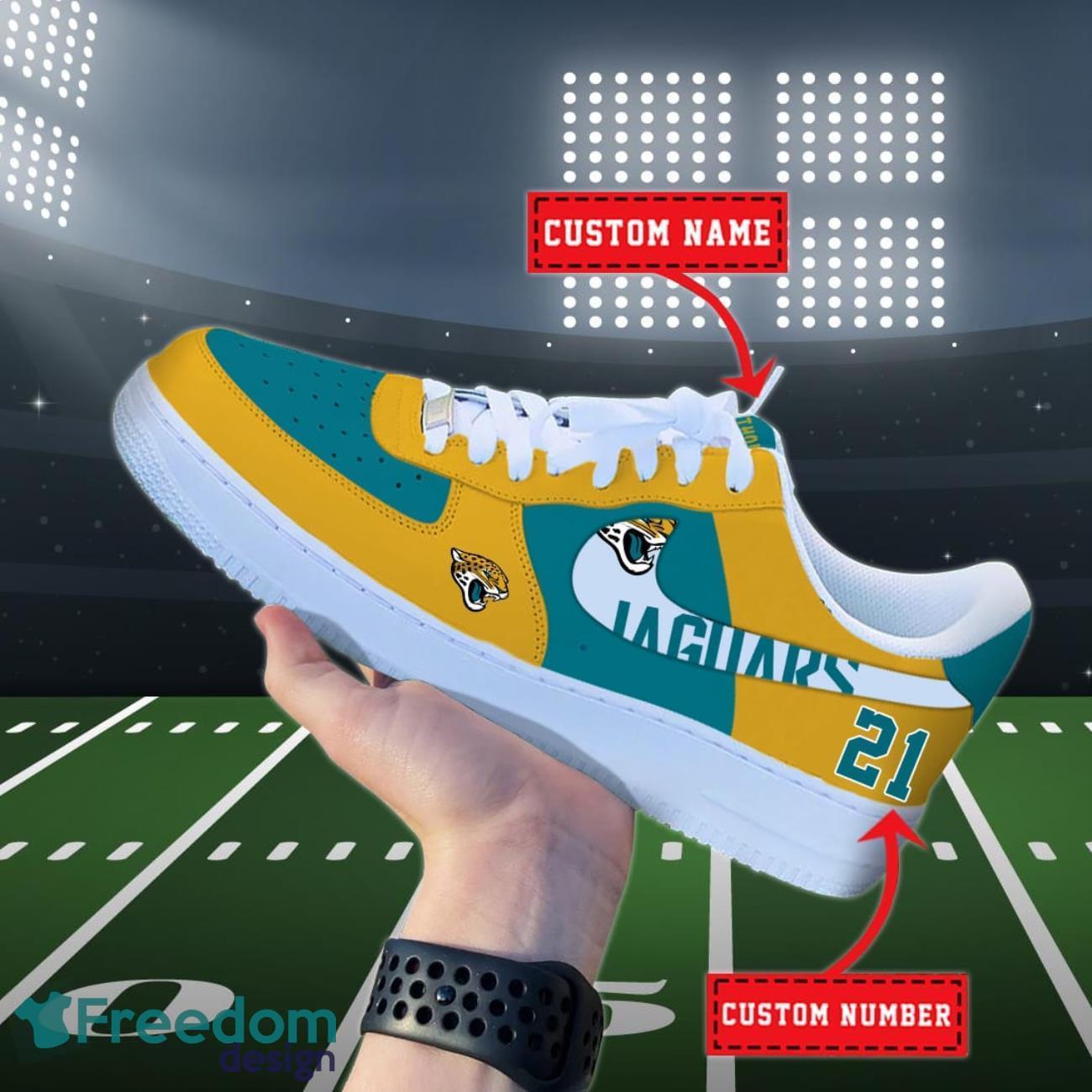 Jacksonville Jaguars NFL Personalized Air Force Shoes Custom Name Product Photo 1