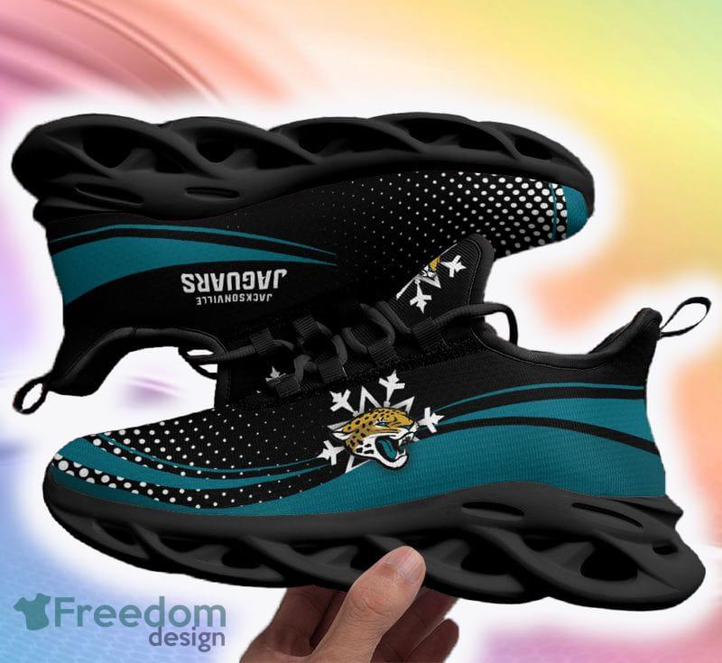 Jacksonville Jaguars Classic Ugly Christmas Snow Flowers Green Color  Sneakers Max Soul Shoes For Fans Gift - Freedomdesign