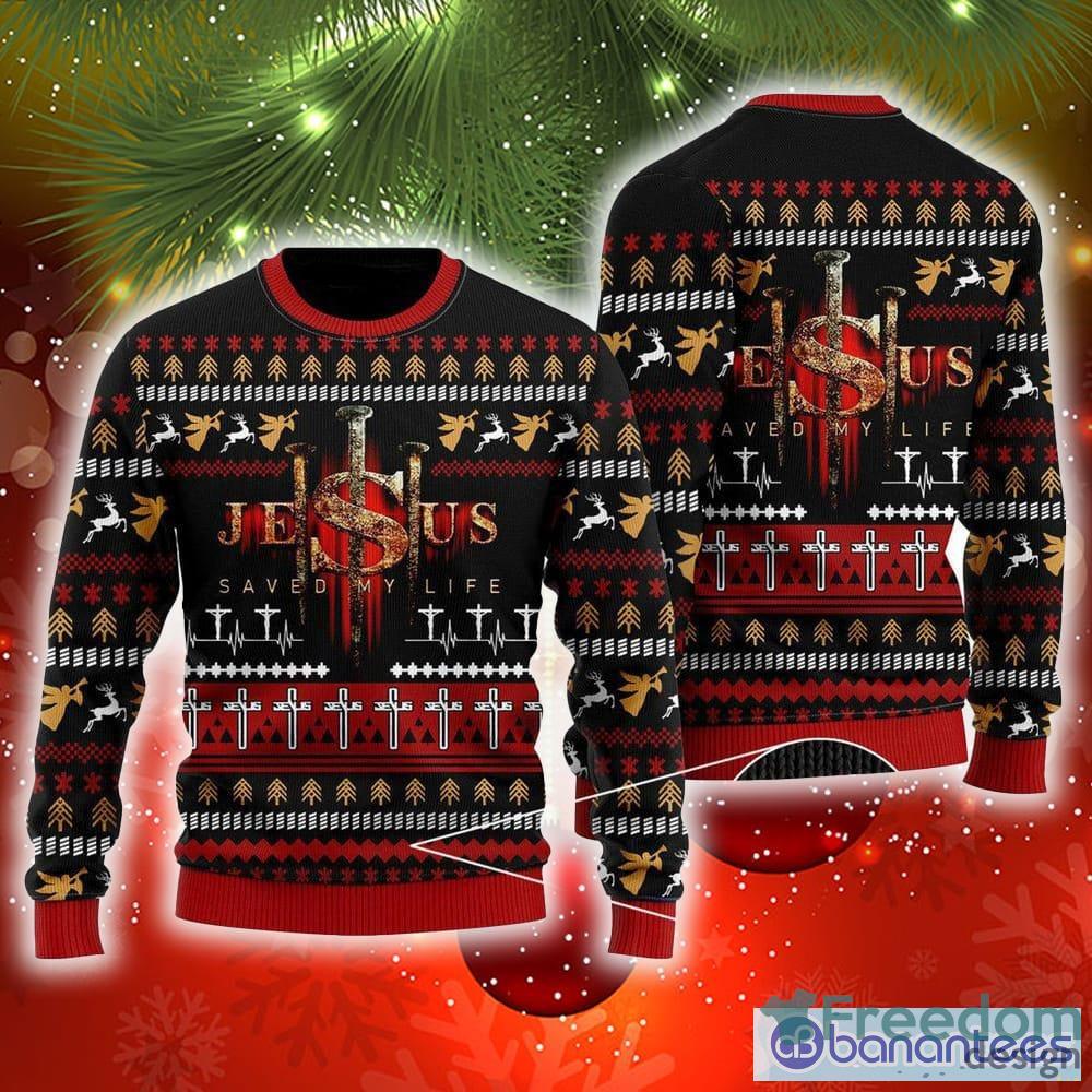 Jesus Saves Hockey Ugly Christmas Sweater Xmas Gift Men And Women Christmas  Sweater