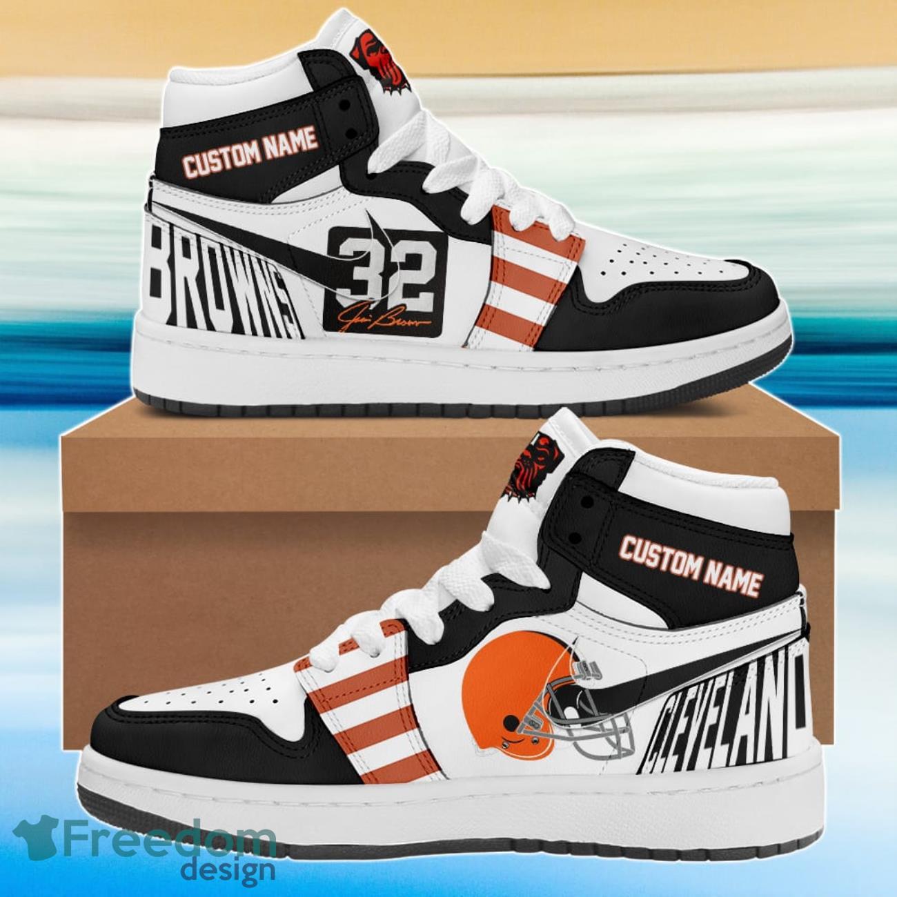 Jim Brown Cleveland Browns Special Edition Air Jordan Hightop Custom Name -  Freedomdesign