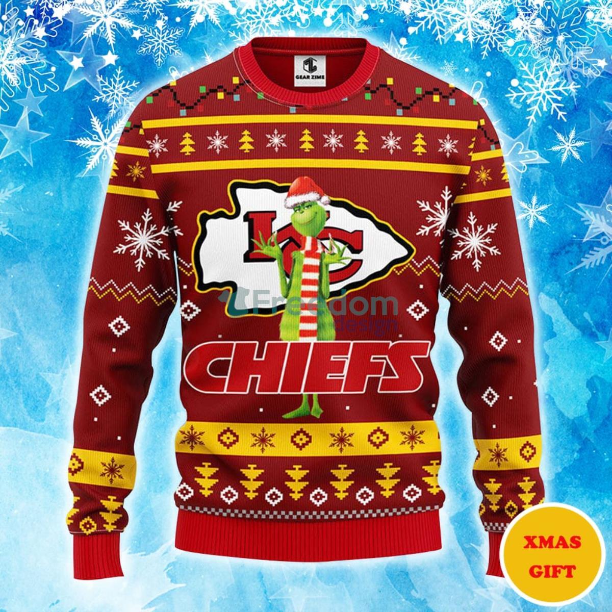 Kansas City Chiefs Funny Grinch Christmas AOP Sweater Product Photo 1