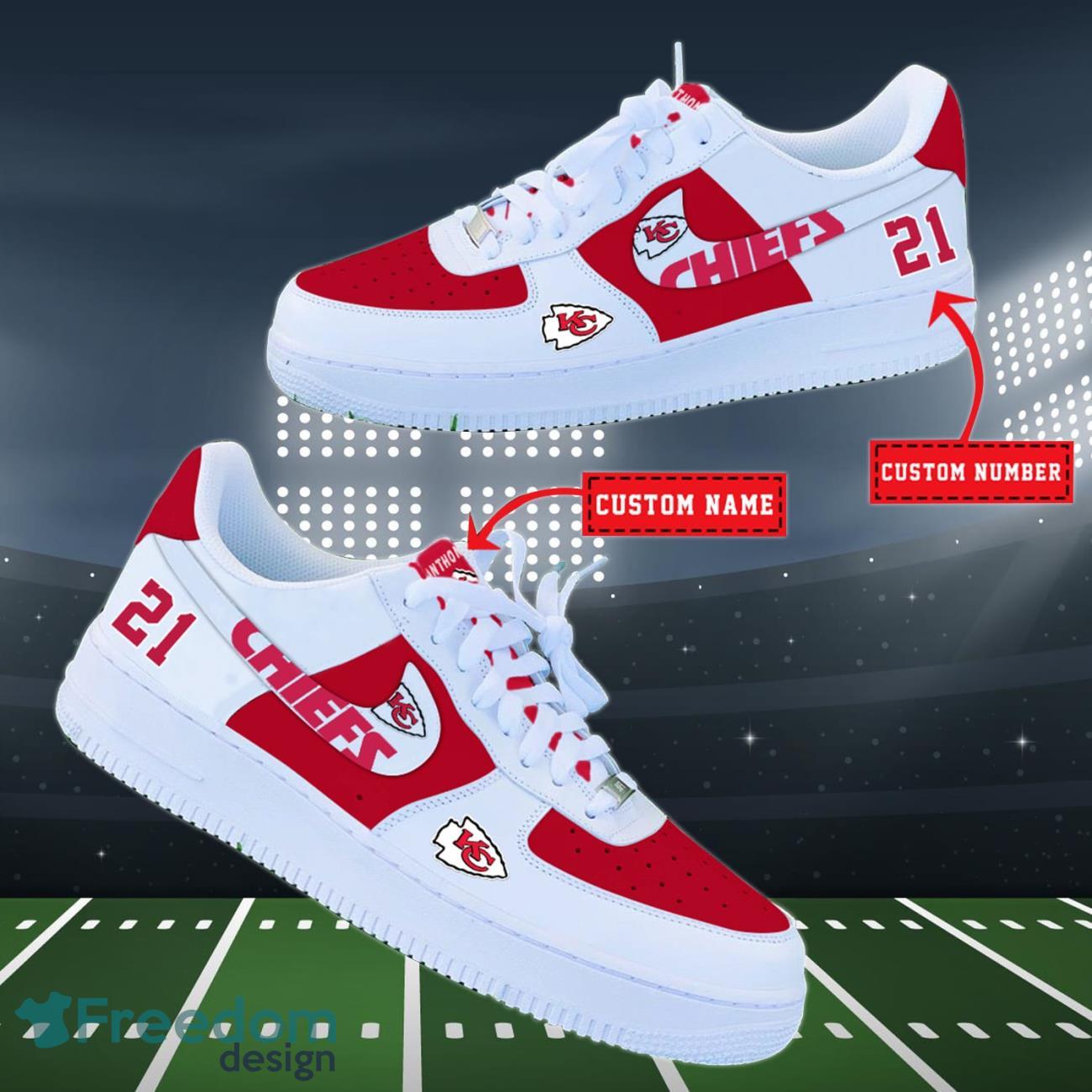 Kansas City Chiefs NFL Personalized Air Force Shoes Custom Name Product Photo 2