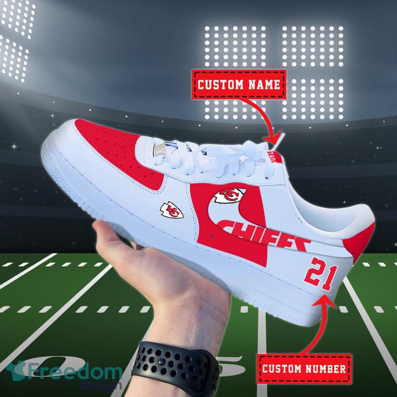 Kansas City Chiefs NFL Personalized Air Force Shoes Custom Name Product Photo 1