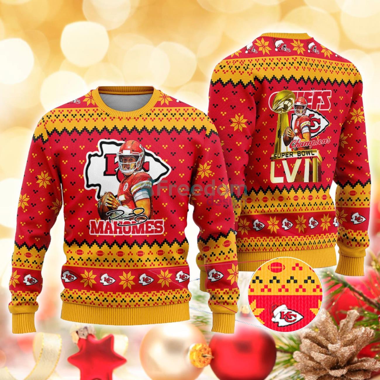 Kansas City Chiefs - Patrick Mahomes Super Bowl LVII Champions 2023 Christmas Knitted Sweater Product Photo 1