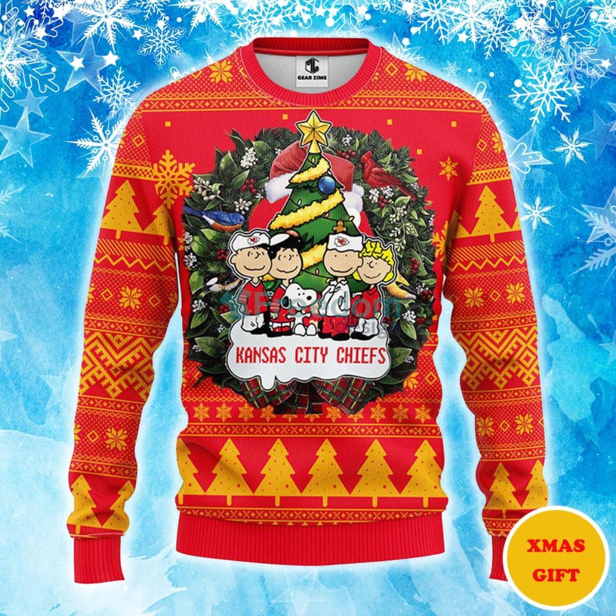 Kansas City Chiefs Snoopy Dog Christmas AOP Sweater Product Photo 1