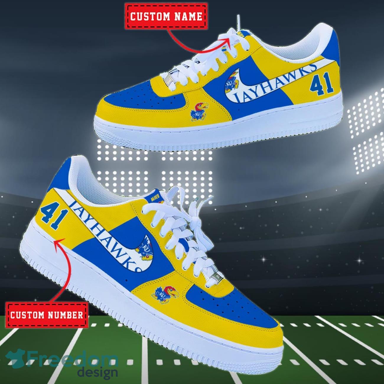 Kansas Jayhawks NCAA Air Force Shoes Custom Name Product Photo 1