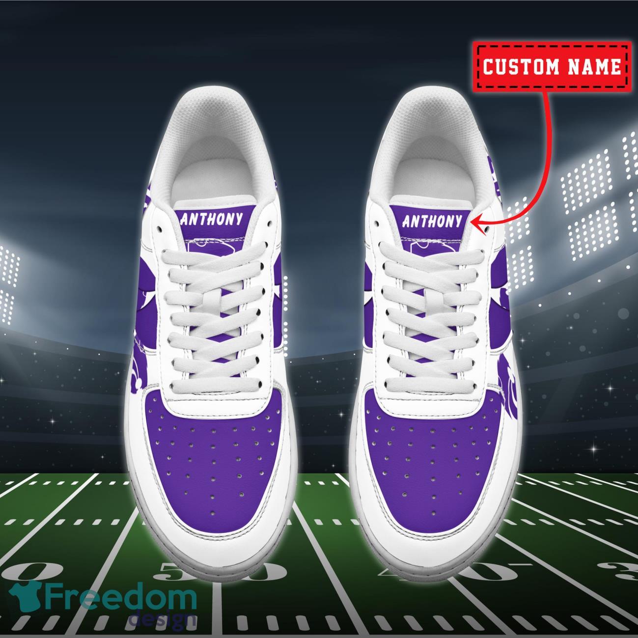 Kansas State Wildcats NCAA Air Force Shoes Custom Name Product Photo 2