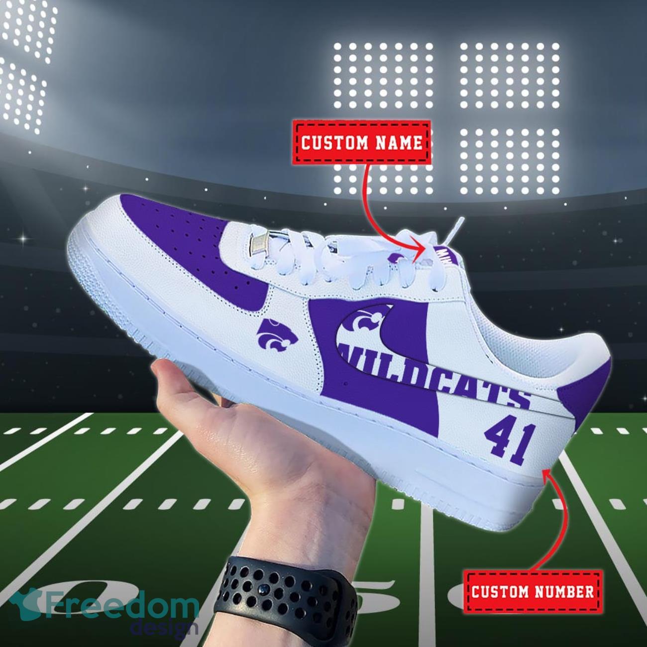 Kansas State Wildcats NCAA Air Force Shoes Custom Name Product Photo 1