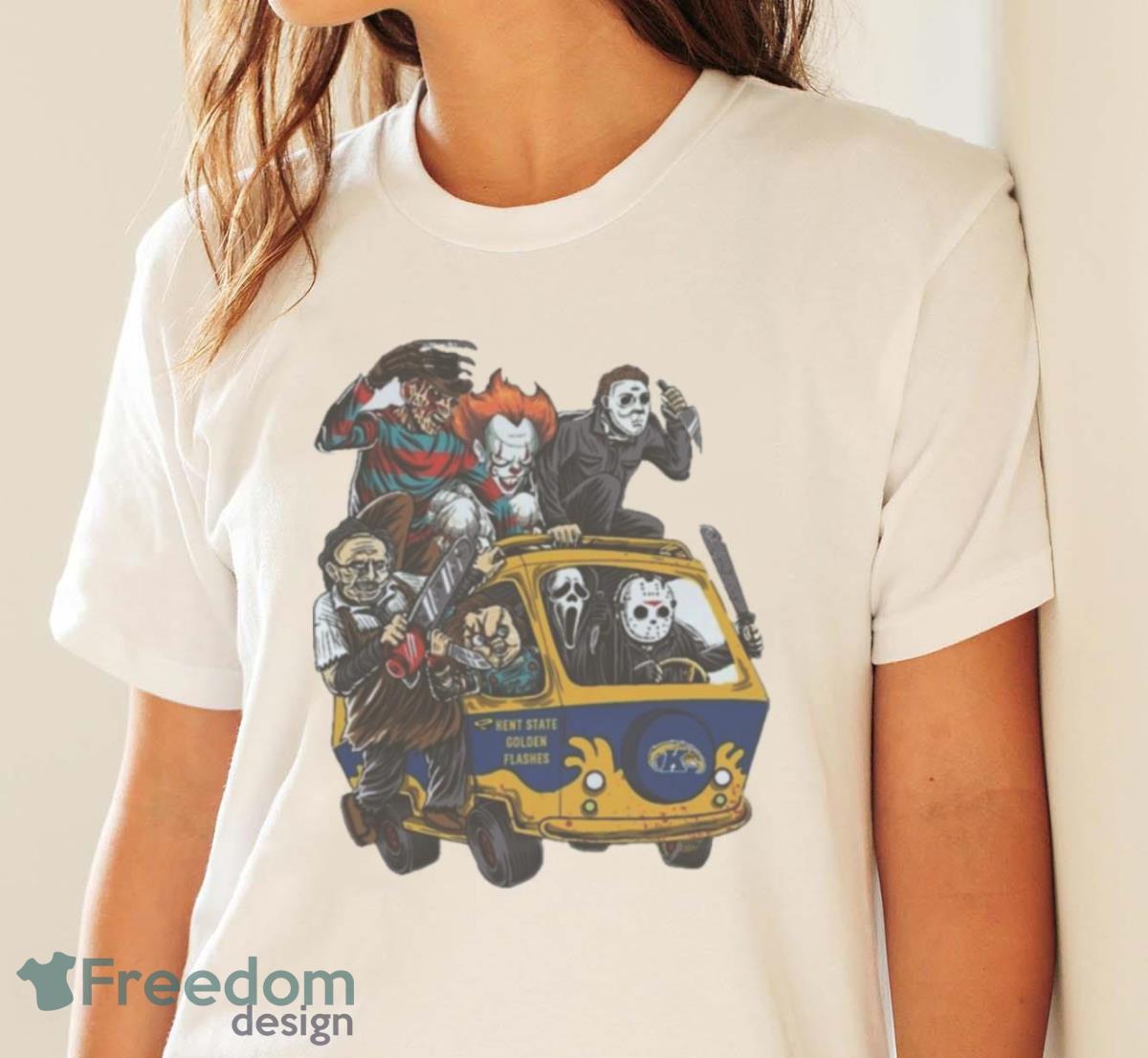 Kent State Golden Flashes Horror Movies Characters Bus Halloween 2023 T Shirt - White Ladies T-Shirt