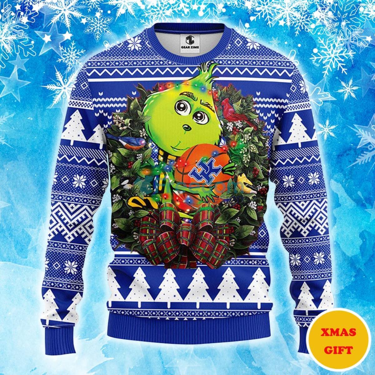 Kentucky Wildcats Grinch Hug Christmas AOP Sweater Product Photo 1