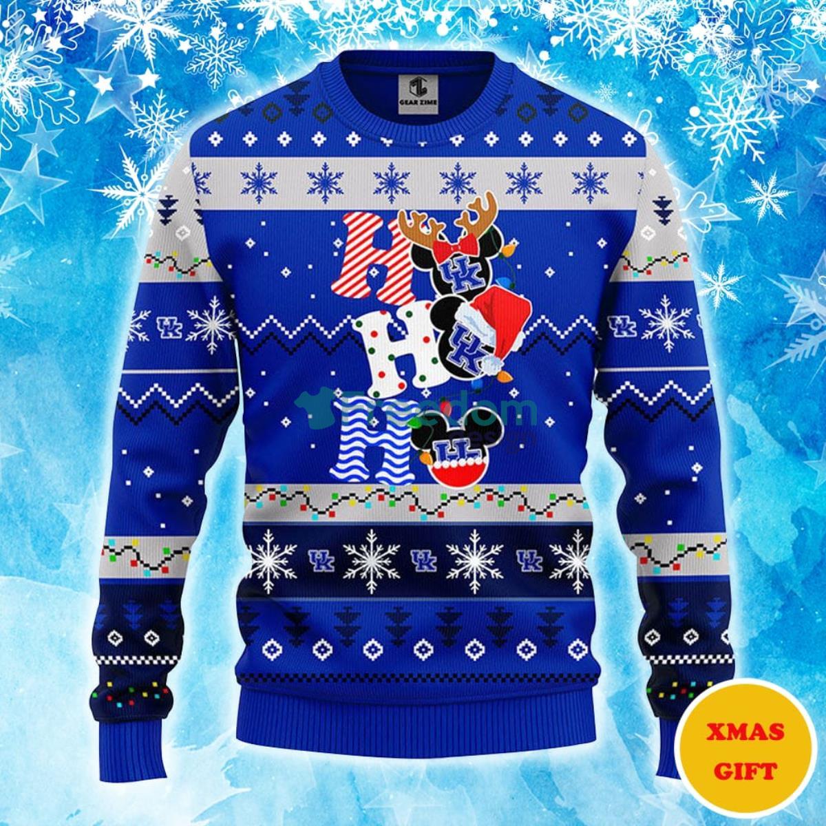 Kentucky Wildcats Hohoho Mickey Christmas AOP Sweater Product Photo 1