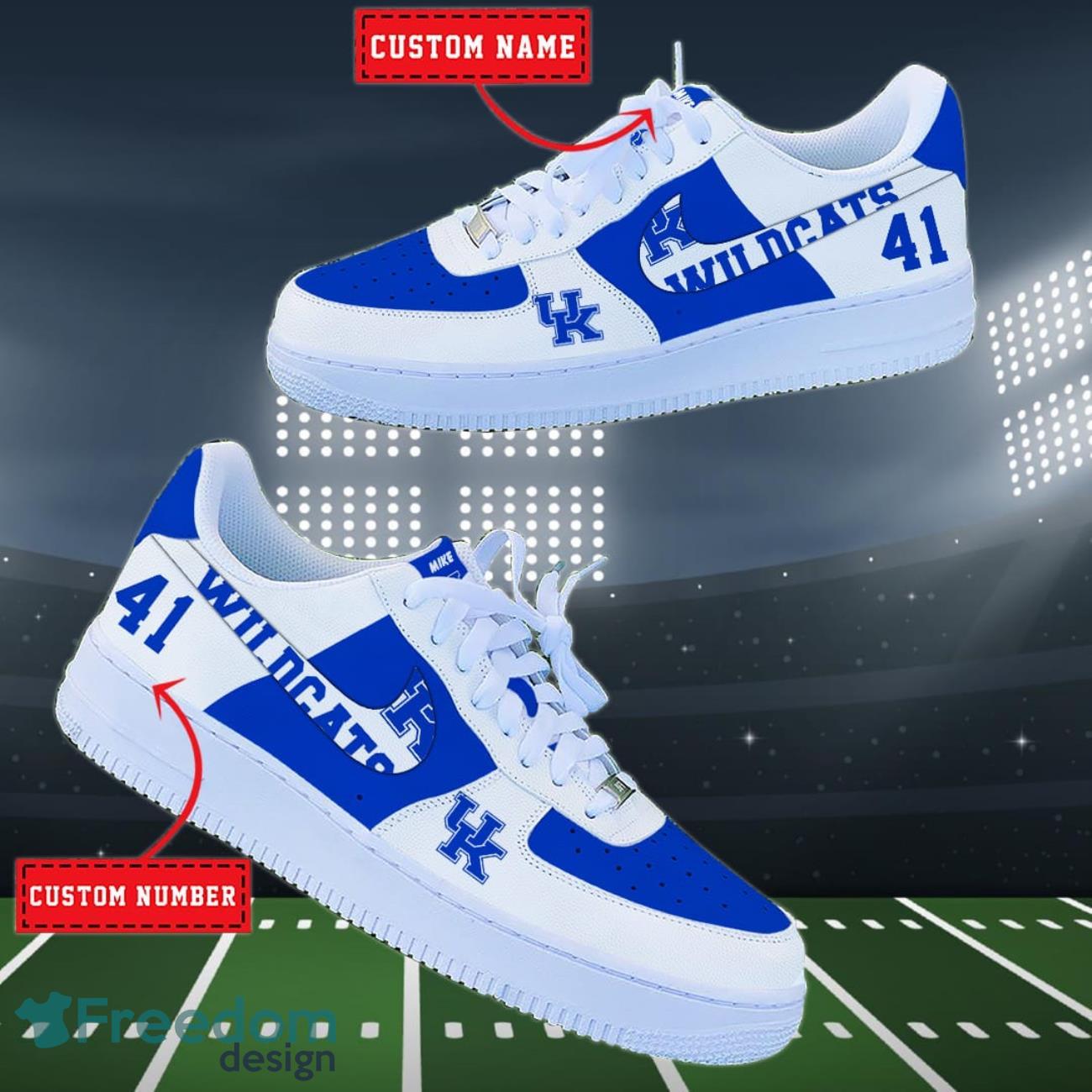 Kentucky Wildcats NCAA Air Force Shoes Custom Name Product Photo 2