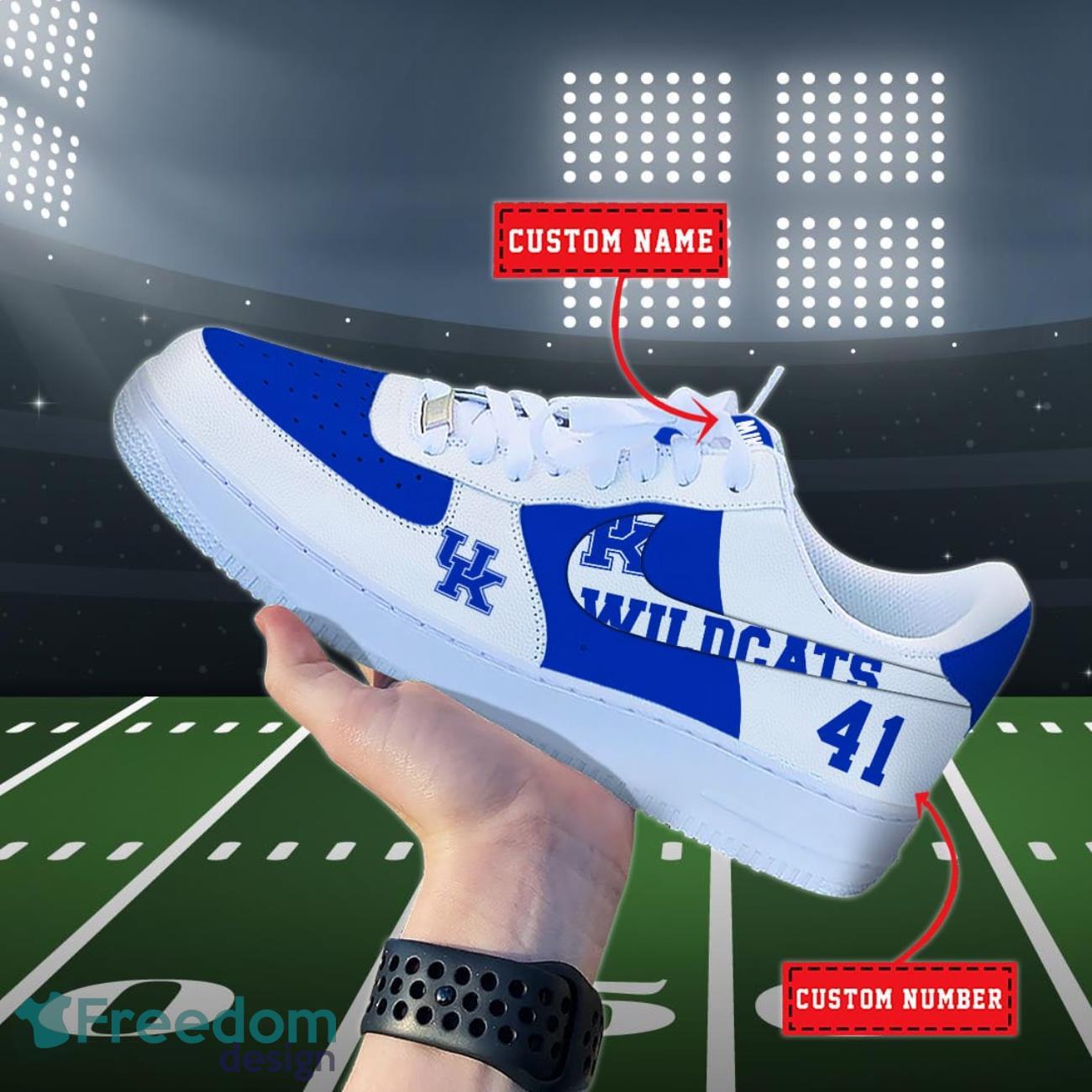 Kentucky Wildcats NCAA Air Force Shoes Custom Name Product Photo 1