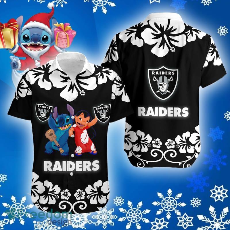 Las Vegas Raiders Lilo And Stitch Christmas Hawaiian Shirt Gift