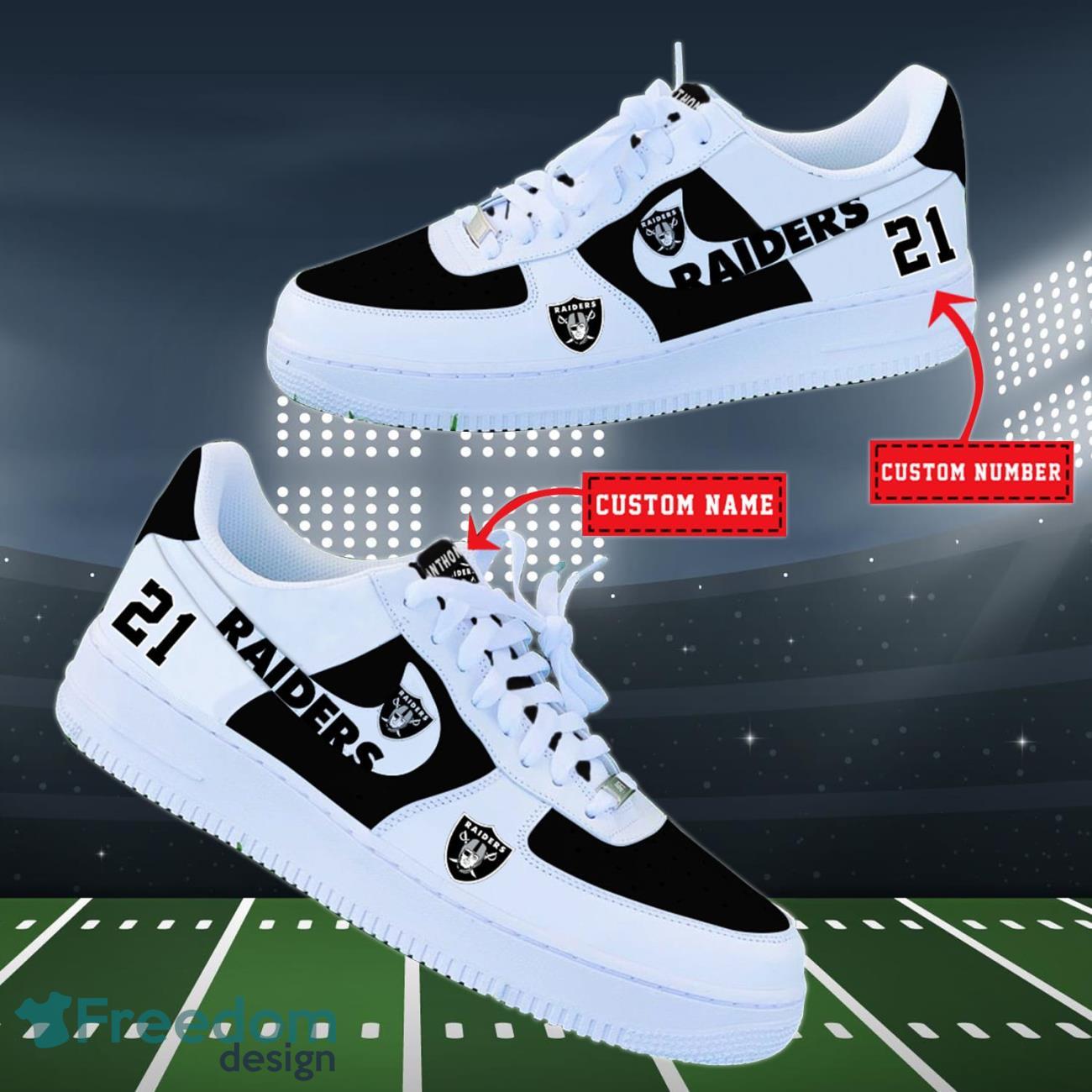 Las Vegas Raiders NFL Personalized Air Force Shoes Custom Name Product Photo 2