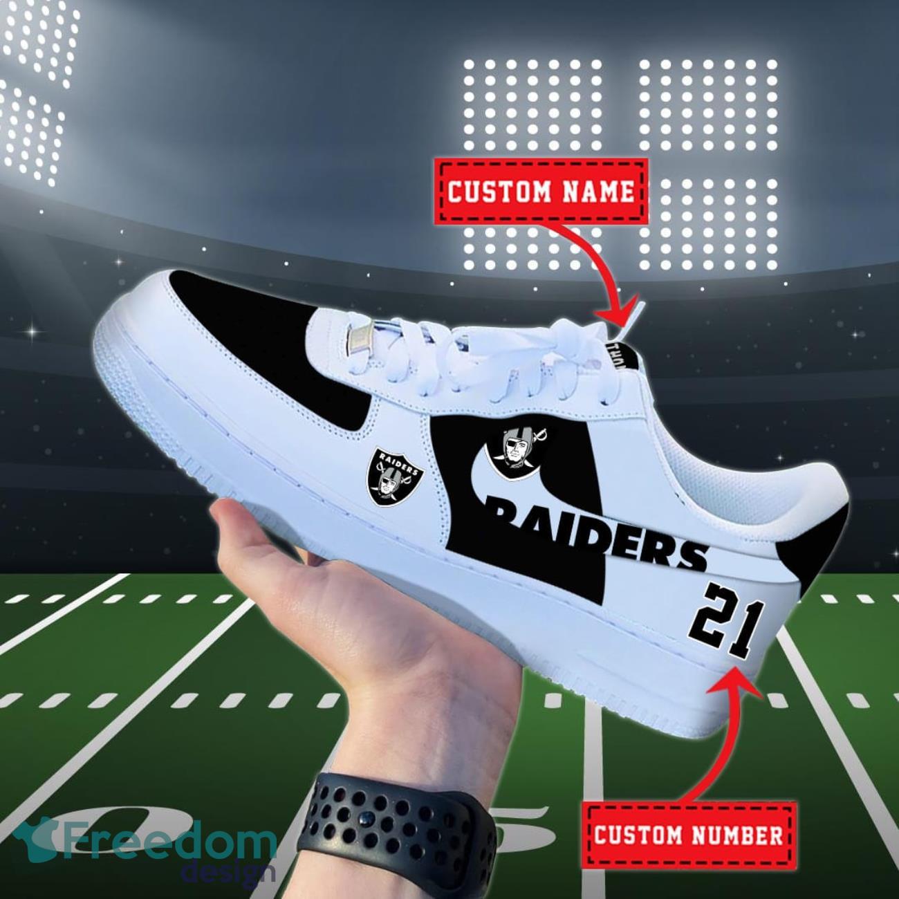 Las Vegas Raiders NFL Personalized Air Force Shoes Custom Name Product Photo 1