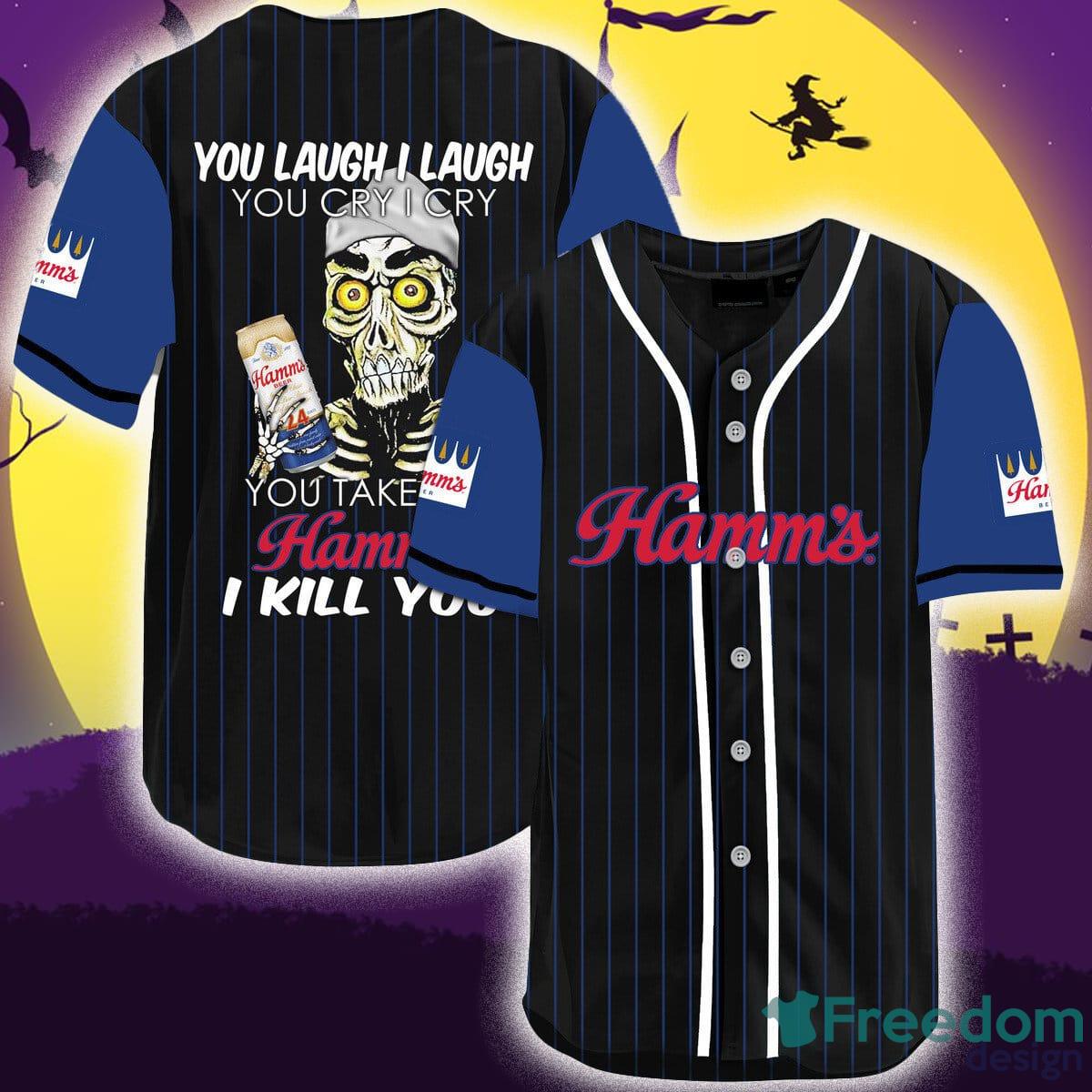 Custom Name Red Eyes Blue Fire Skull Baseball Jersey For Men And Women Gift  Halloween - Banantees