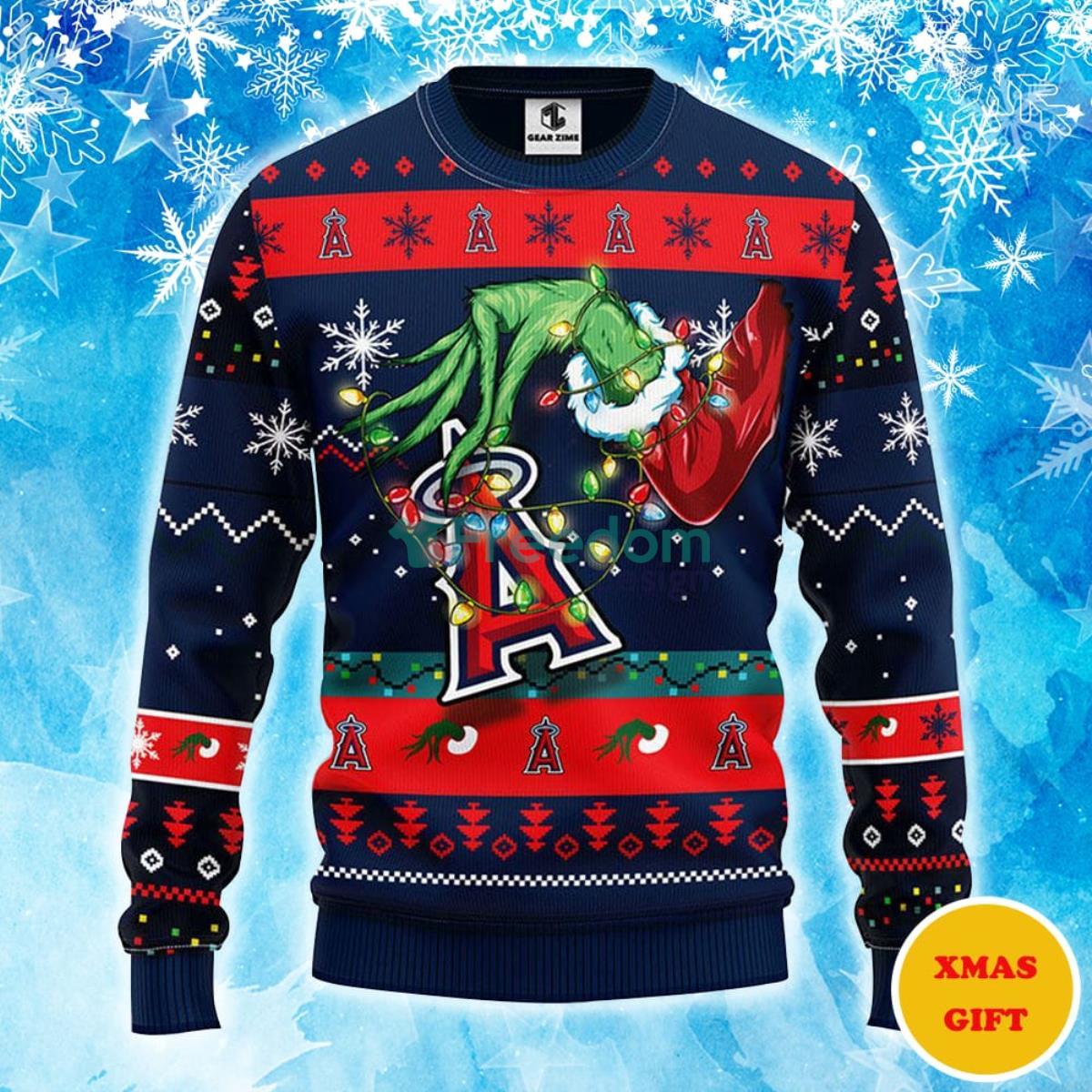 Los Angeles Angels Grinch Christmas AOP Sweater Product Photo 1