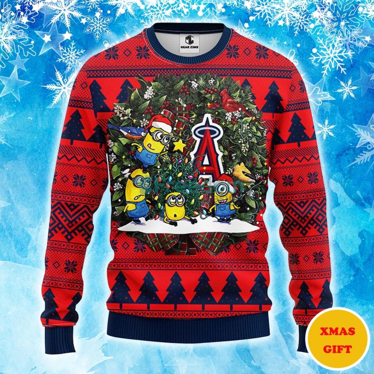 Los Angeles Angels Minion Christmas AOP Sweater Product Photo 1