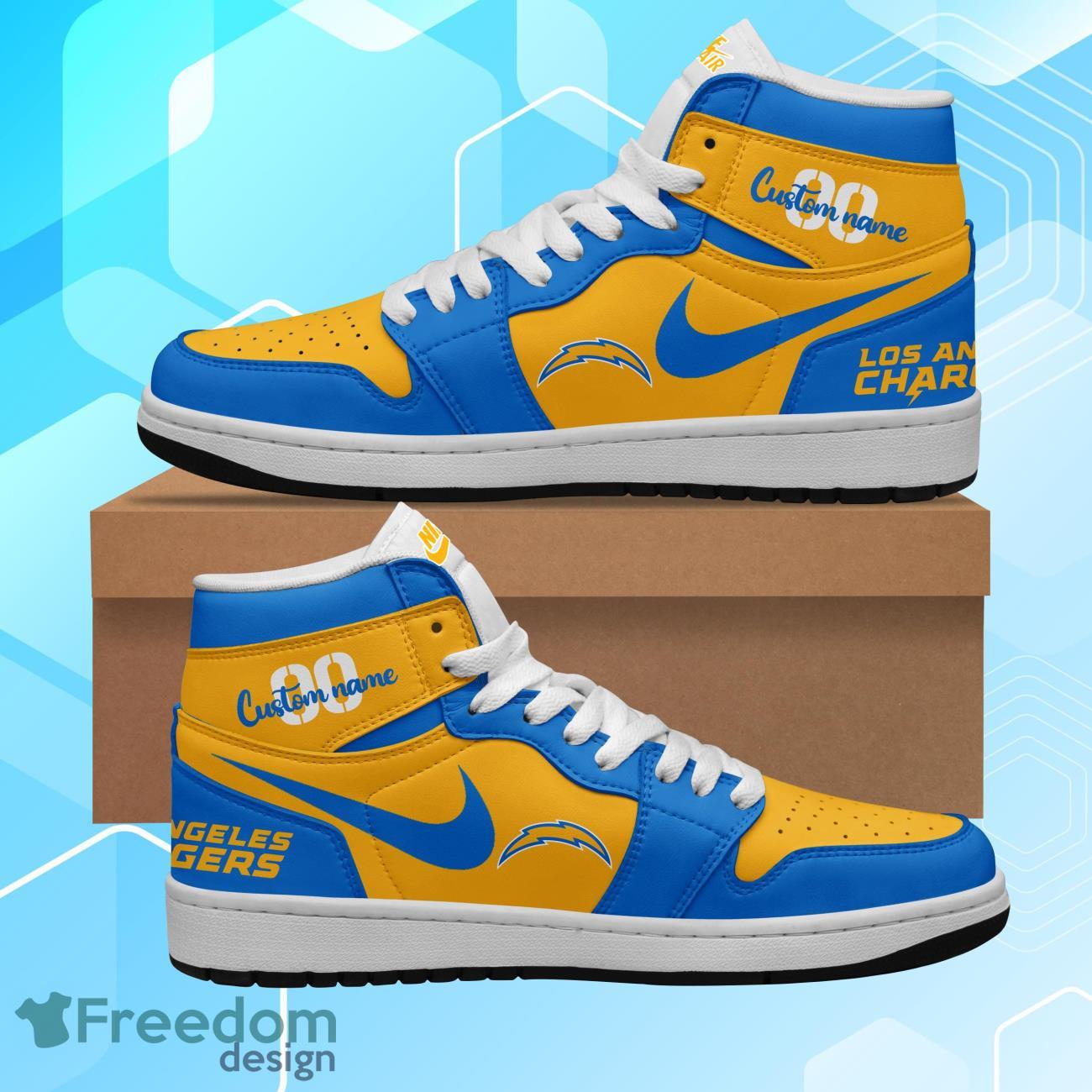 Los Angeles Chargers Air Jordan Hightop Shoes Custom Name & Number Product Photo 2