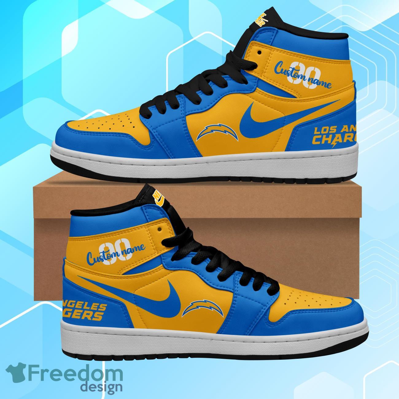 Los Angeles Chargers Air Jordan Hightop Shoes Custom Name & Number Product Photo 1