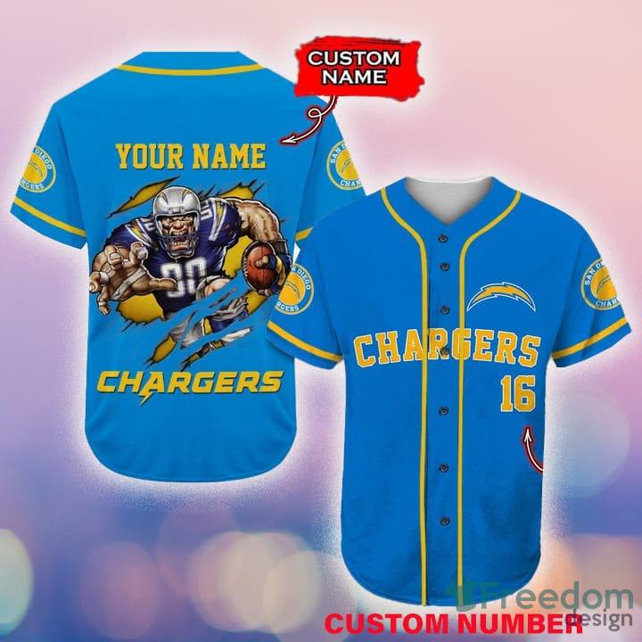Los Angeles Chargers Custom Name Baseball Jersey NFL Shirt Best Gift For  Fans