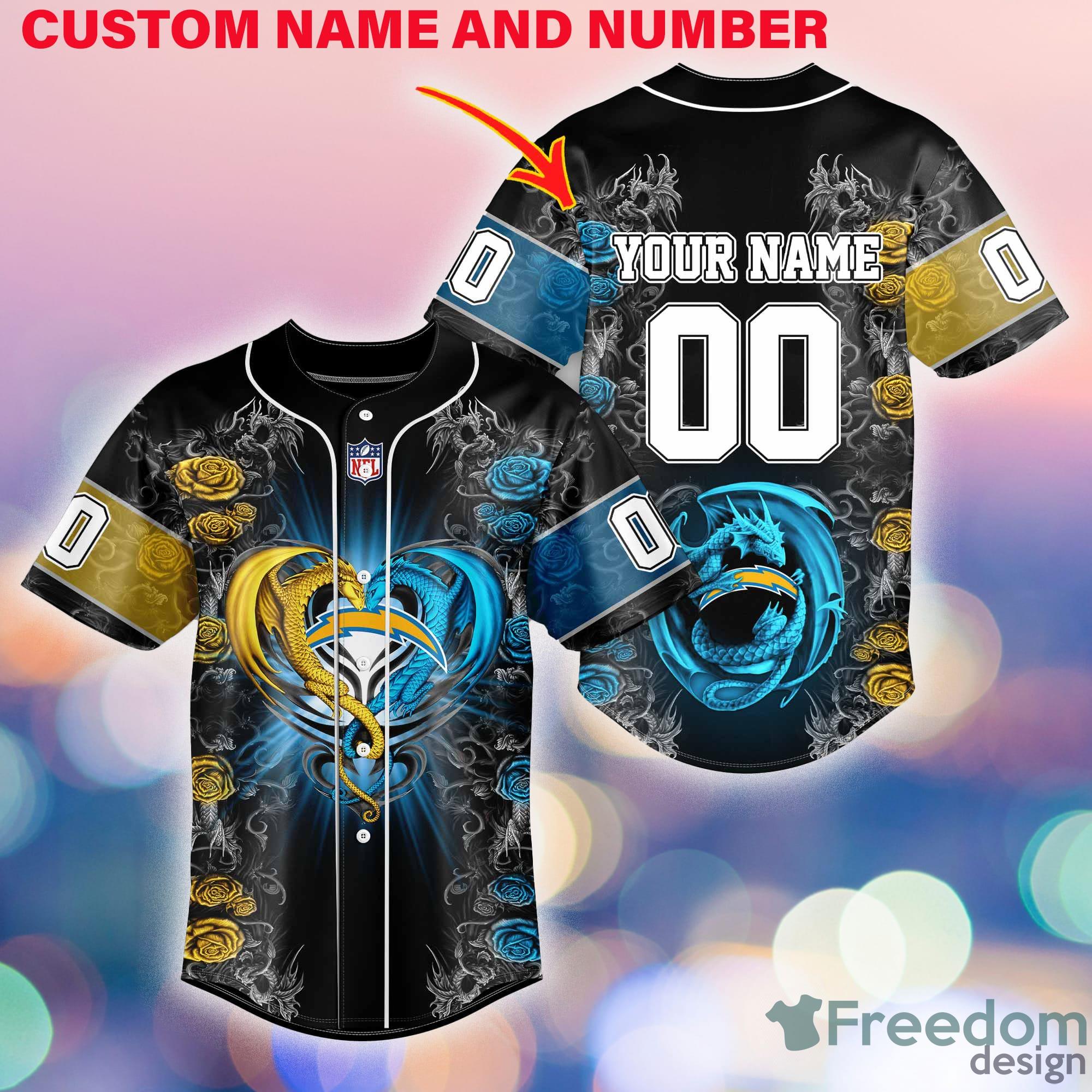 Los Angeles Chargers NFL Custom Name And Number Baseball Jersey Shirt For  Fans