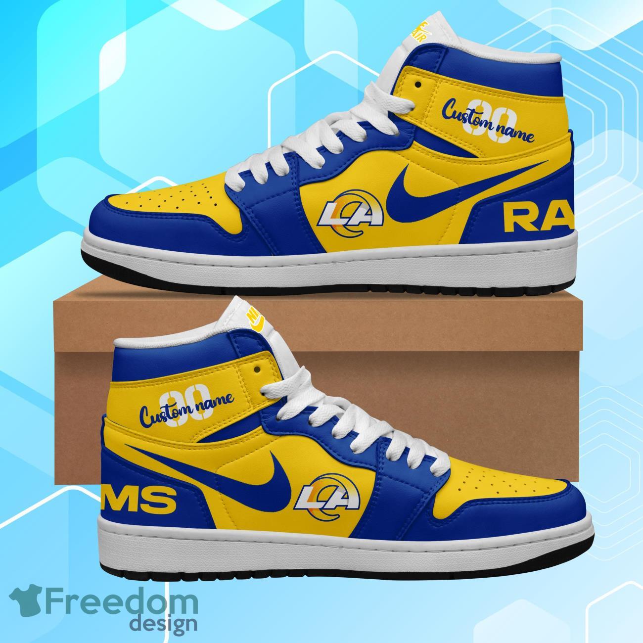 Los Angeles Rams Air Jordan Hightop Shoes Custom Name & Number Product Photo 2