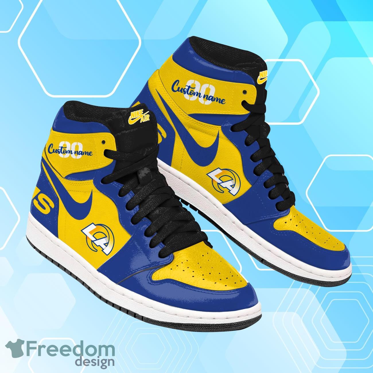 Los Angeles Rams Air Jordan Hightop Shoes Custom Name & Number Product Photo 3 Los Angeles Rams Air Jordan Hightop Shoes Custom Name & Number Product Photo 3
