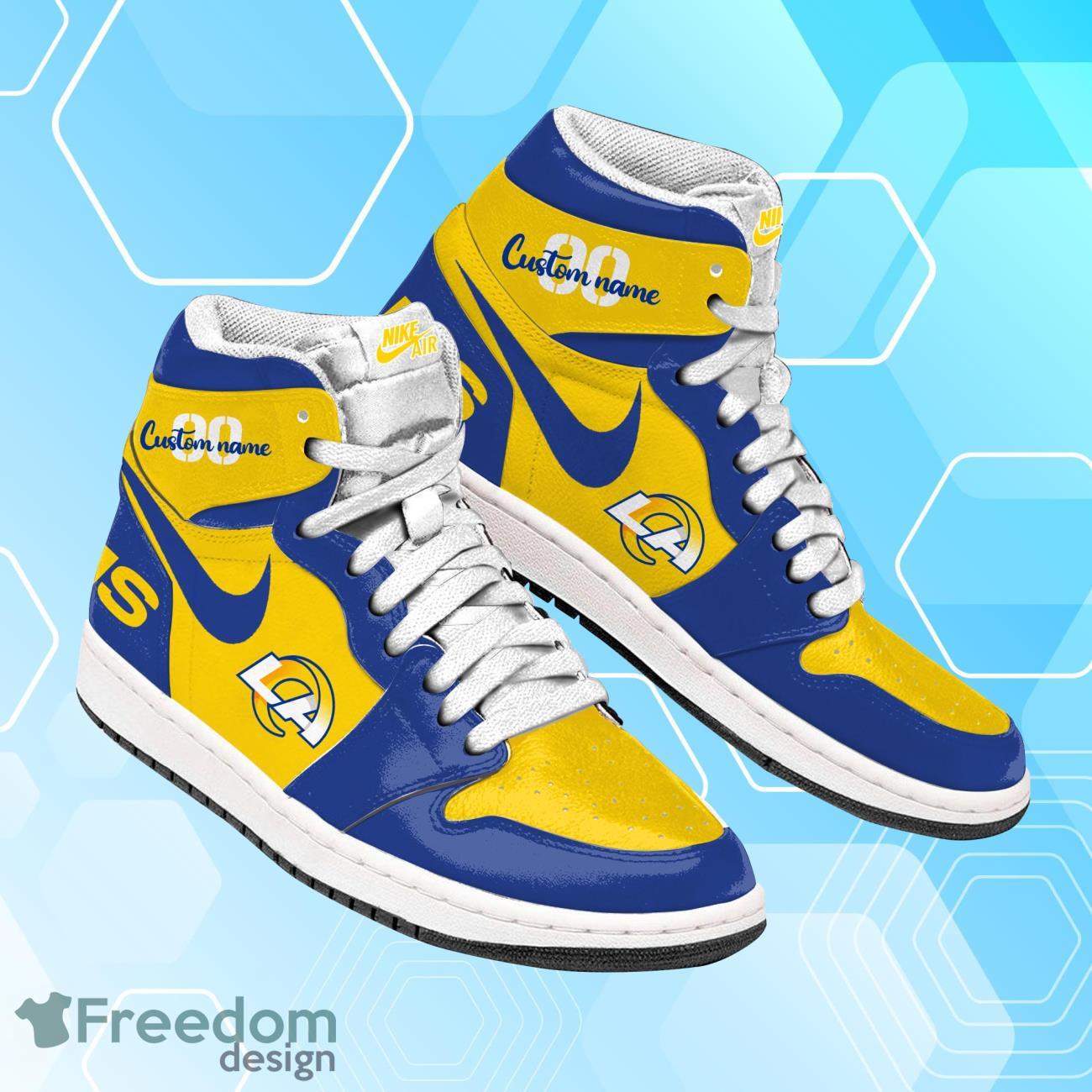 Los Angeles Rams Air Jordan Hightop Shoes Custom Name & Number Product Photo 4 Los Angeles Rams Air Jordan Hightop Shoes Custom Name & Number Product Photo 4