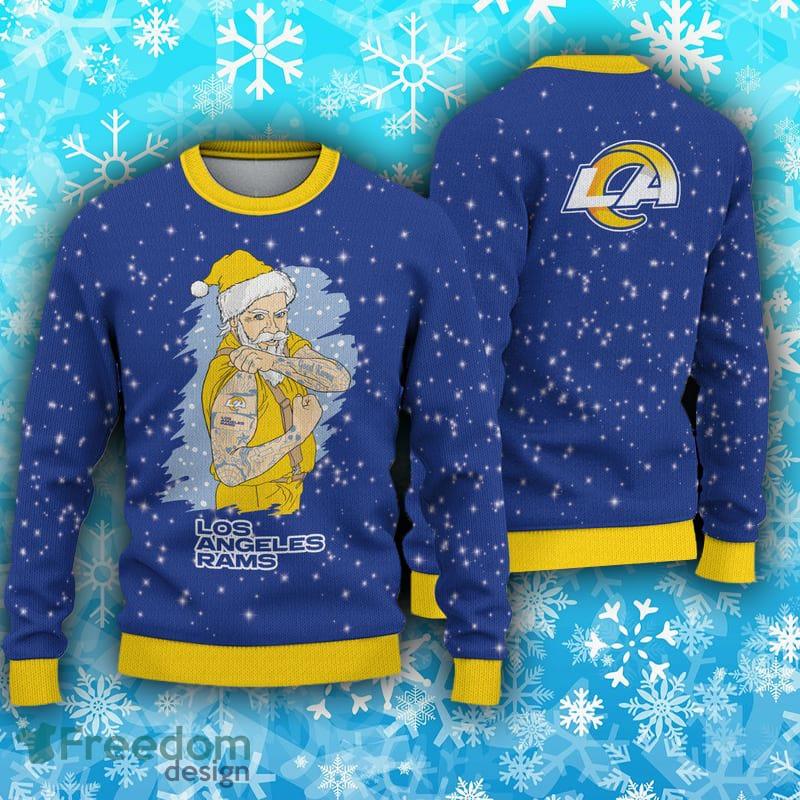 Los Angeles Rams Fans Santa Claus Tattoo Ugly Christmas Sweater