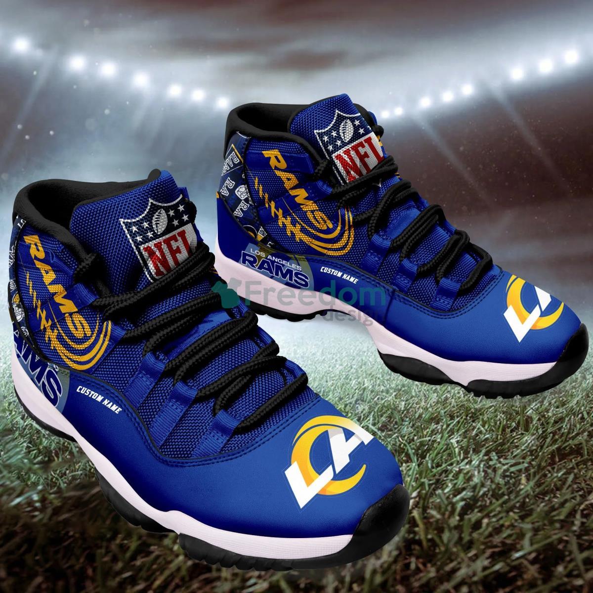 Los Angeles Rams NFL Logo Air Jordan 11 Shoes Custom Name Shoes Product Photo 2