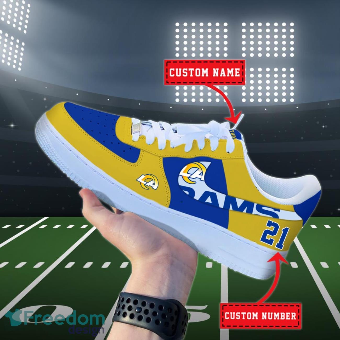 Los Angeles Rams NFL Personalized Air Force Shoes Custom Name Product Photo 1