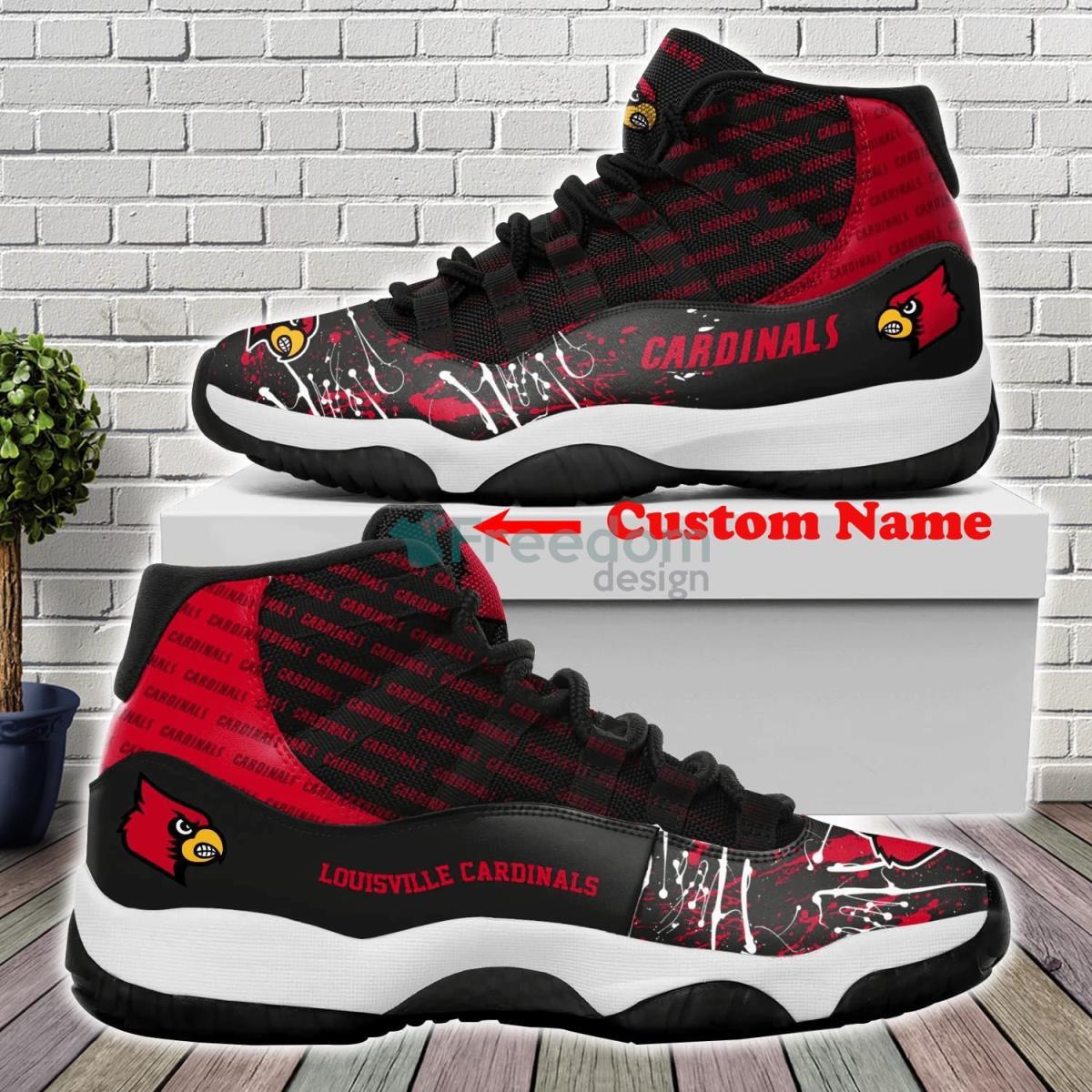 Louisville Cardinals Custom Name Air Jordan 11 Sneaker Shoes For Fans