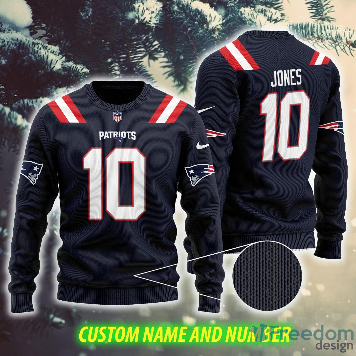 Mac Jones 10 England Patriots NFL Cozy AOP Custom Number And Name Ugly  Christmas Sweater Black Gift For Fans - Freedomdesign