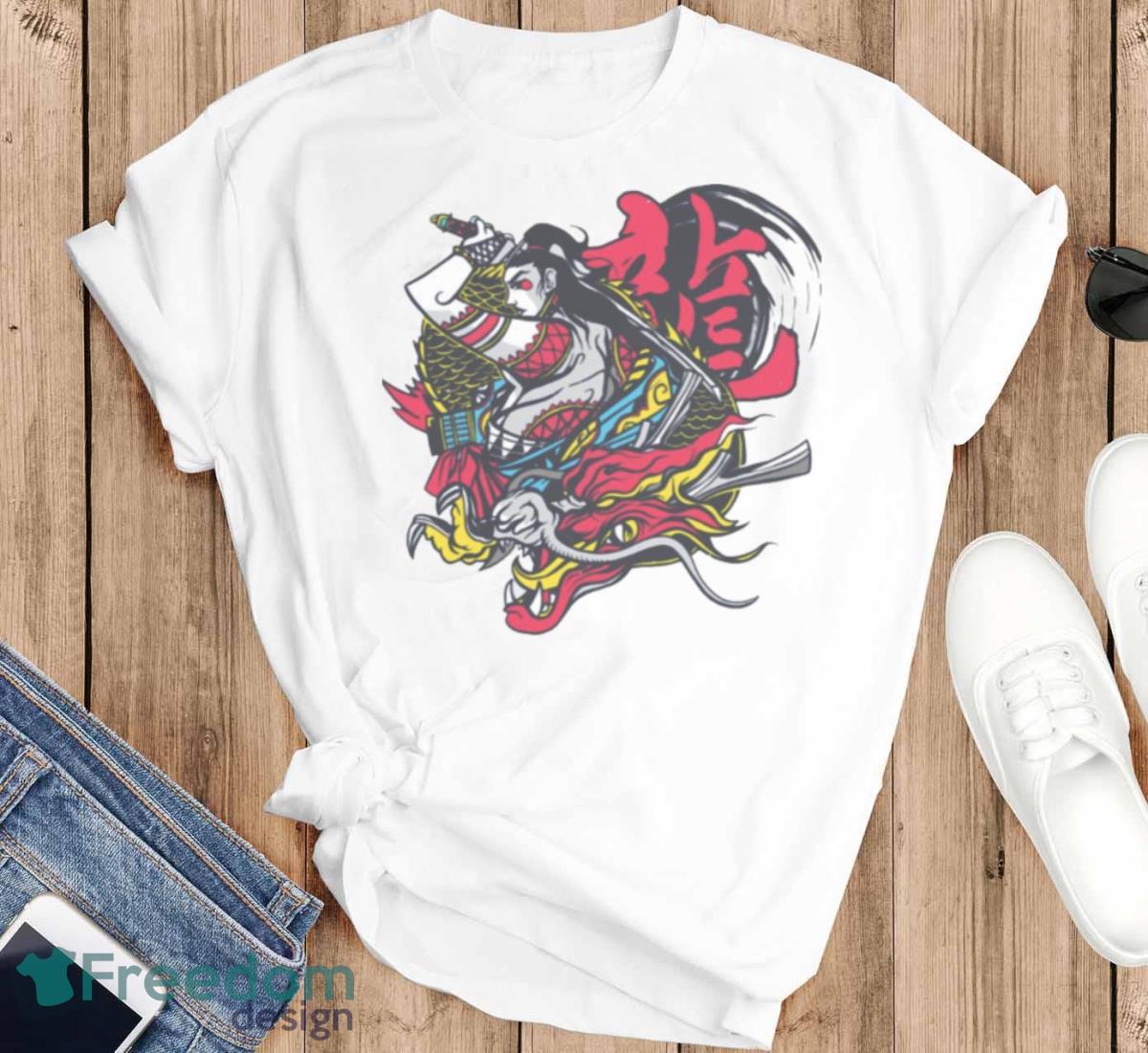 Men Samurai Dragon Johnny Silverhand Shirt - T-SHIRT FLAT