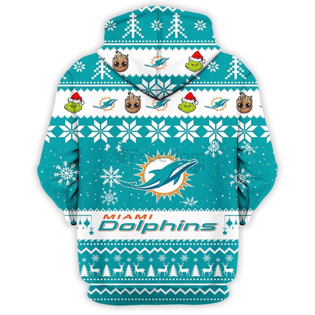 Miami Dolphins Hoodie Youth 3D Groot Grinch Baby Christmas Miami