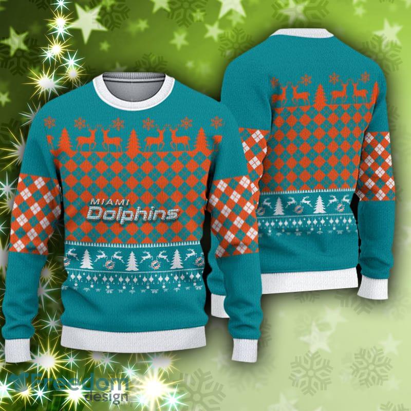 Miami Dolphins Christmas Pattern Ugly Christmas Sweater Freezing AOP Gift  For Fans - Limotees