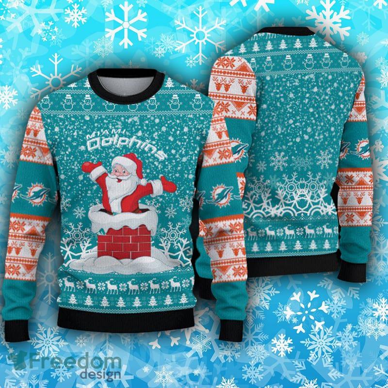 Miami Dolphins Fans Santa Claus Pattern Ugly Christmas Sweater