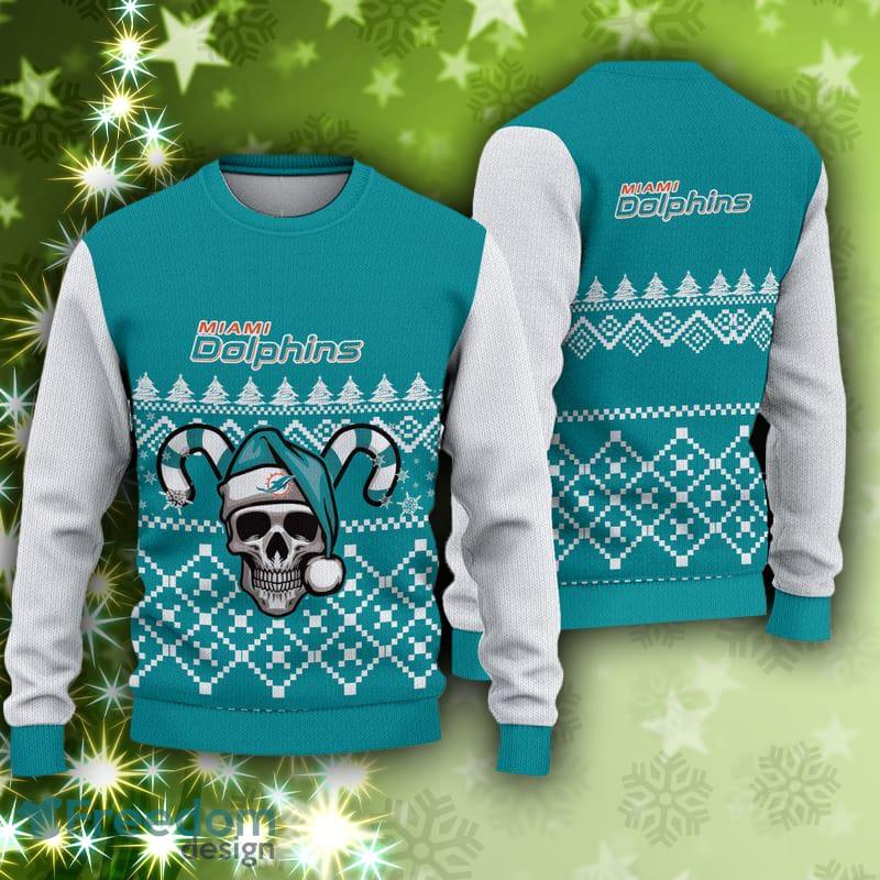 Miami Dolphins Fans Skull Turtleneck Knitted Christmas Sweater