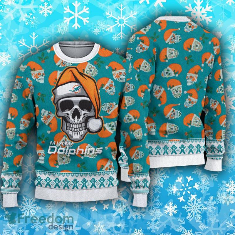 Miami Dolphins Fans Skull Turtleneck Knitted Christmas Sweater