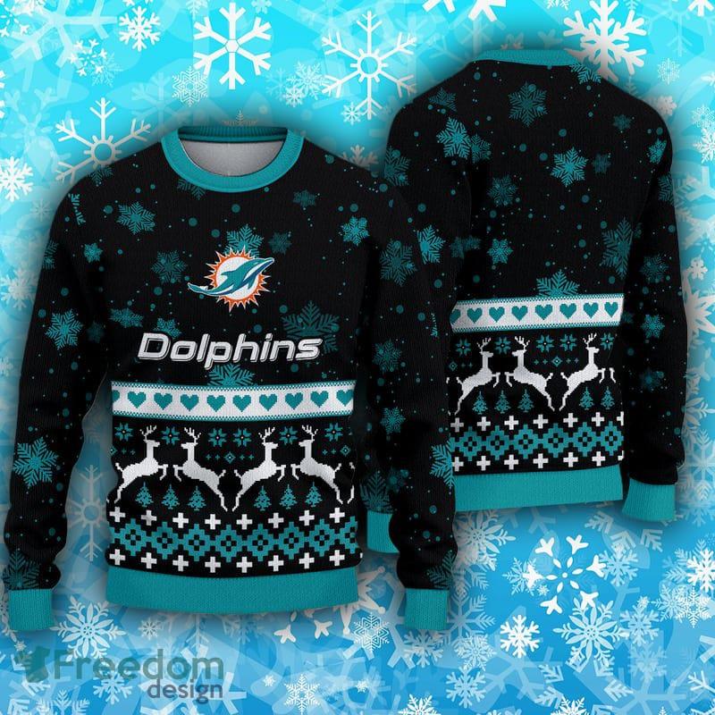 Merry Christmas Snow Pattern Funny Cute Miami Dolphins Ugly