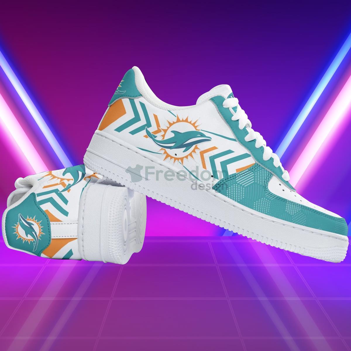 Miami Dolphins Football Team Style Design Air Force Shoes For Fans Product Photo 2