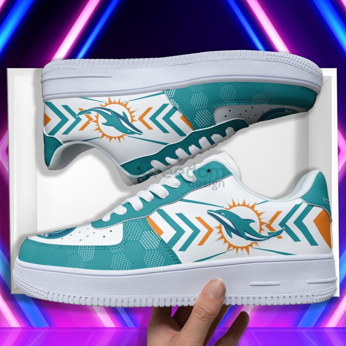 Miami Dolphins Football Team Style Design Air Force Shoes For Fans Product Photo 1