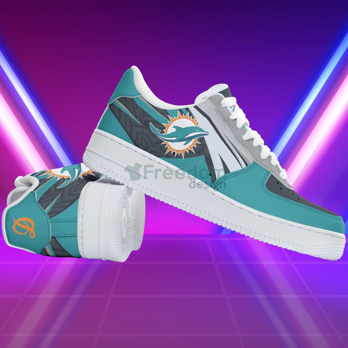 Miami Dolphins Football Team Style Design Air Force Shoes Real For Fans Product Photo 2