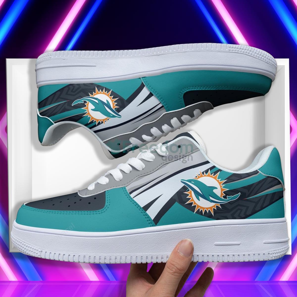 Miami Dolphins Football Team Style Design Air Force Shoes Real For Fans Product Photo 1