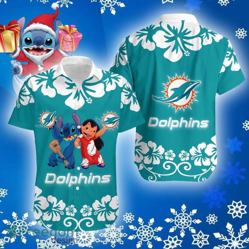 Miami Dolphins Lilo And Stitch Christmas Hawaiian Shirt Gift