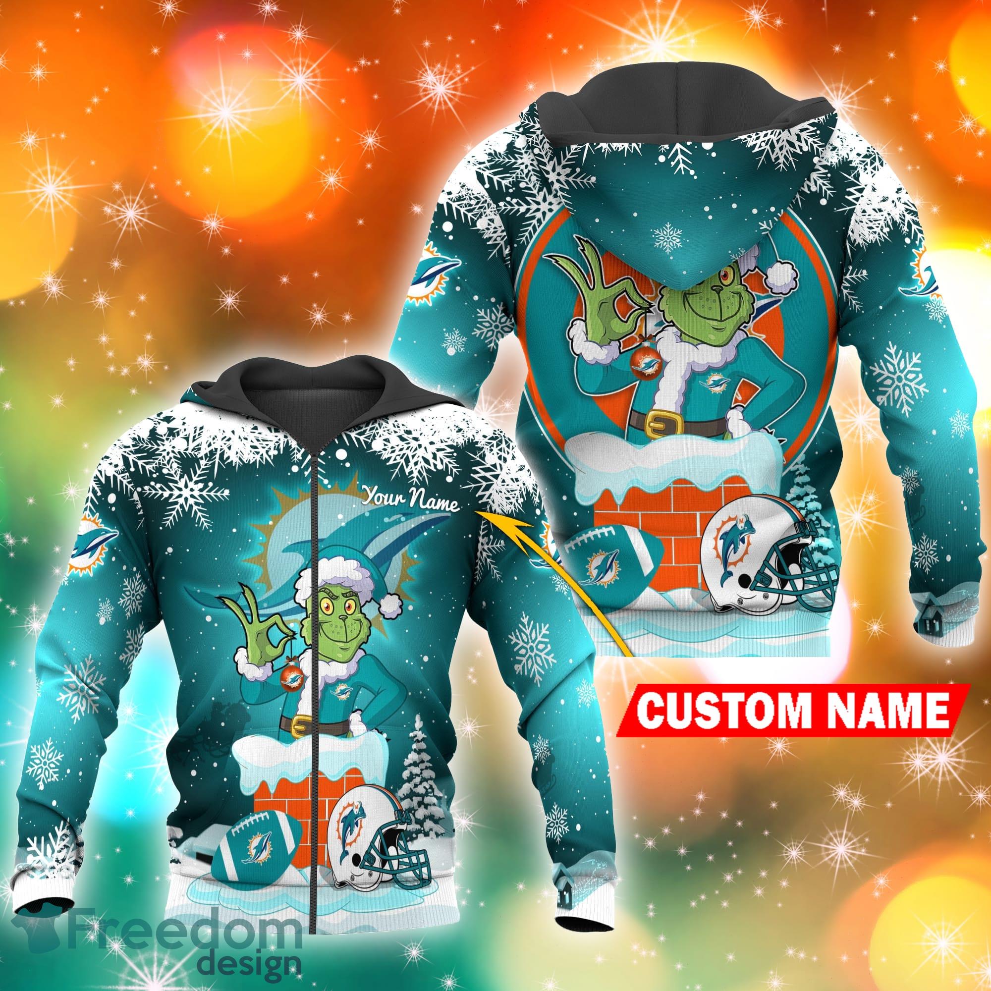 Miami Dolphins NFL Ugly Stadiums Christmas 3D Zip Hoodie Custom Number And  Name - Freedomdesign