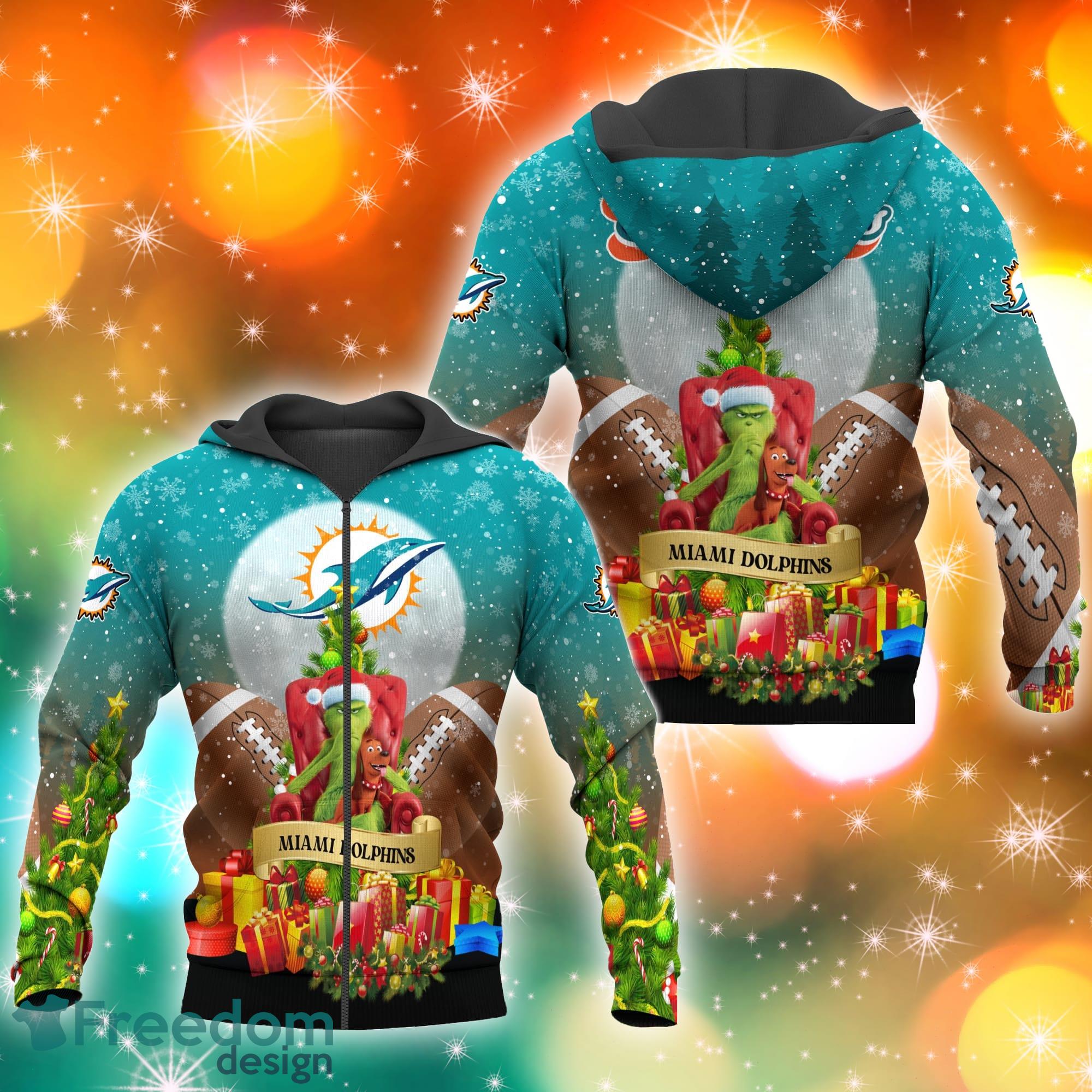 Miami Dolphins NFL Grinch Christmas Tree 3D Hoodie Pullover Prints -  Freedomdesign